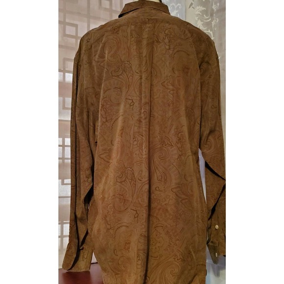 TOMMY HILFIEGER Vtg.90's ST.PATRICK DAY OLIVE GREEN LS. ALL Paisley Button Up Lg - Picture 9 of 12